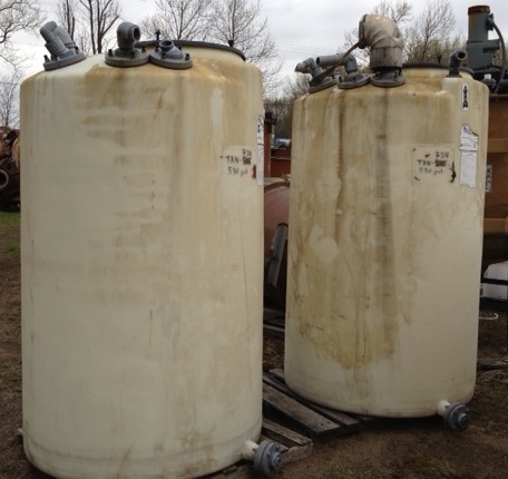 (2) Each: 550 gallon Poly storage tanks. Dish top, flat bottom.